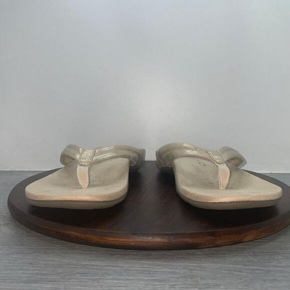 Vionic Raya Metallic Beige Womens Size 9 Casual Slipper Flip Flop Thong Sandals - Picture 4 of 10